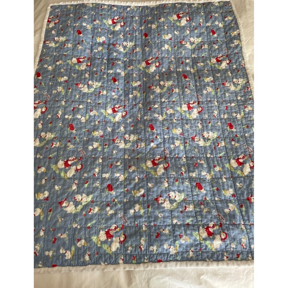 Baby Blanket Quilted Duckling Minky Dot Cottagecore Nursery Decor